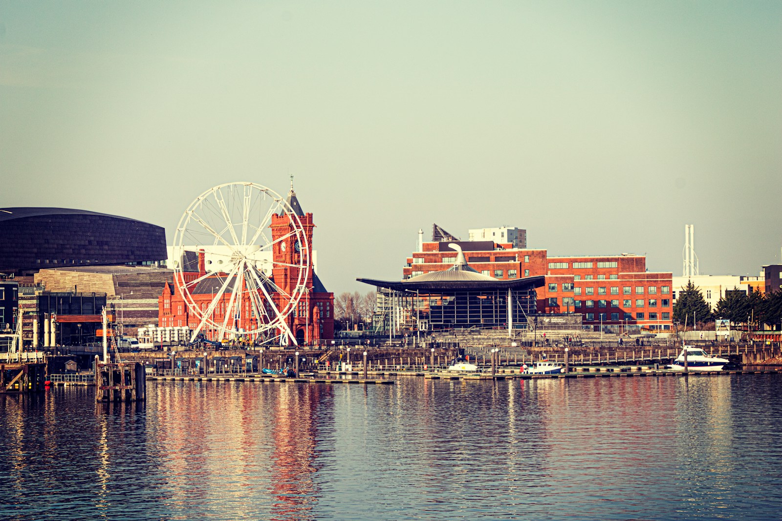 a ferris wheel sitting on top of a body of water